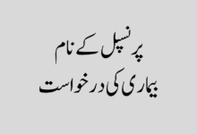 Application of sickness in the name of the principal پرنسپل کے نام بیماری کی درخواست