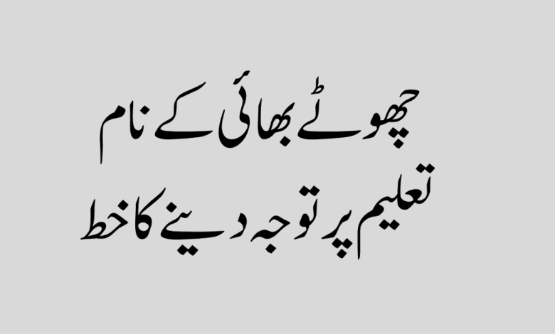 Chote Bhai Ke Naam Khat Taleem Par Tawajo چھوٹے بھائی کے نام تعلیم پر توجہ دینے کا خط
