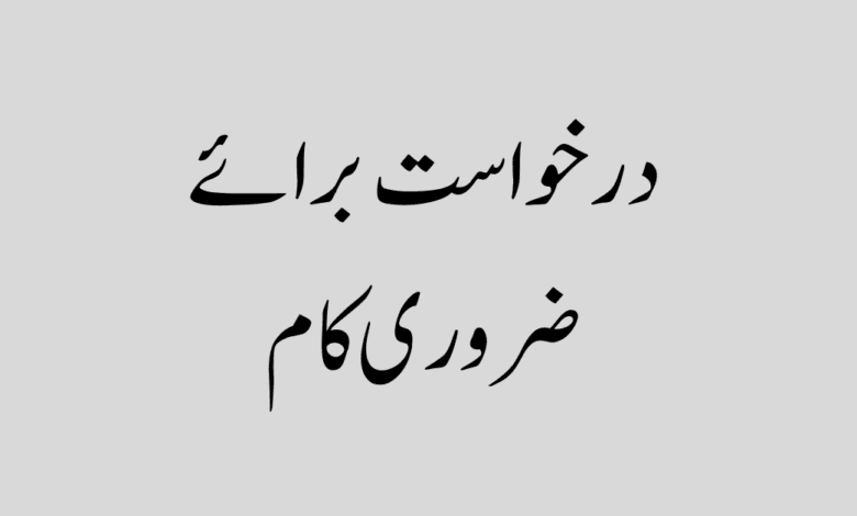 leave application for essential work درخواست برائے ضروری کام