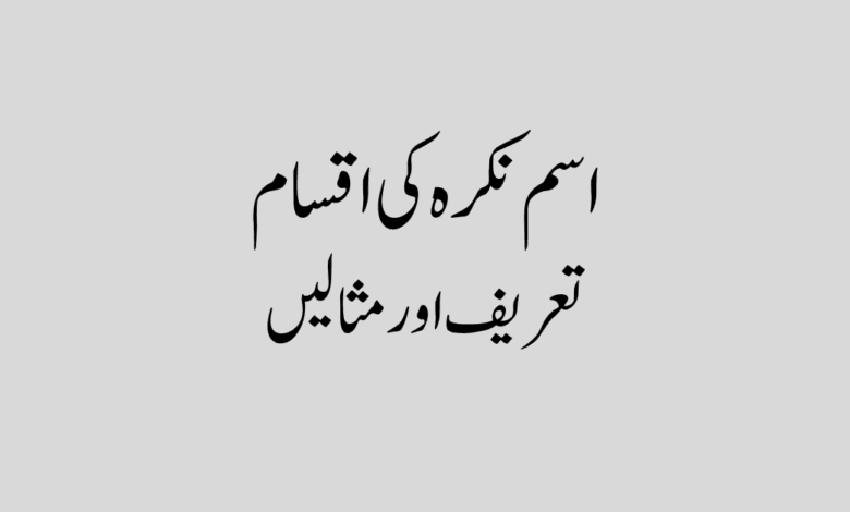 Isam Nakra ki Iqsam aur Tareef in Urdu اسم نکرہ کی اقسام