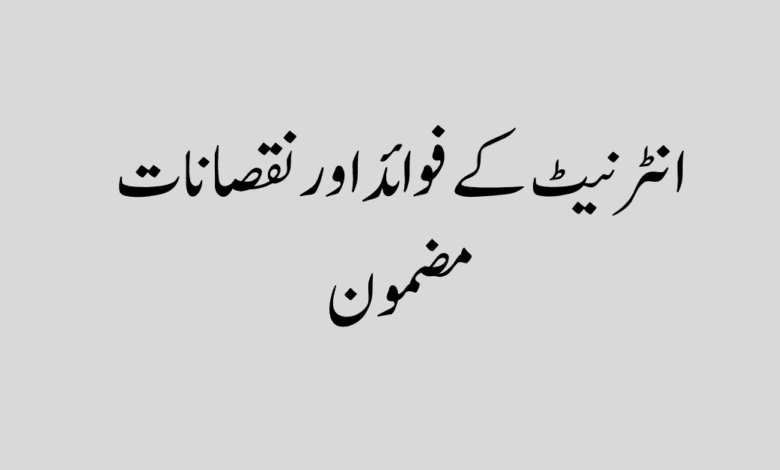 internet ke fayde aur nuksan in urdu انٹرنیٹ کے فوائد اور نقصانات پر مضمون