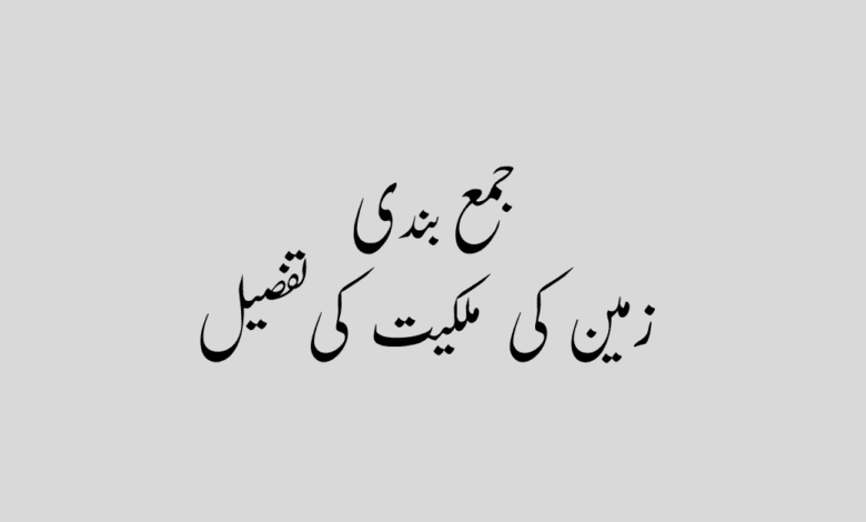 What is Jamabandi جمعبندی کیا ہوتی ہے